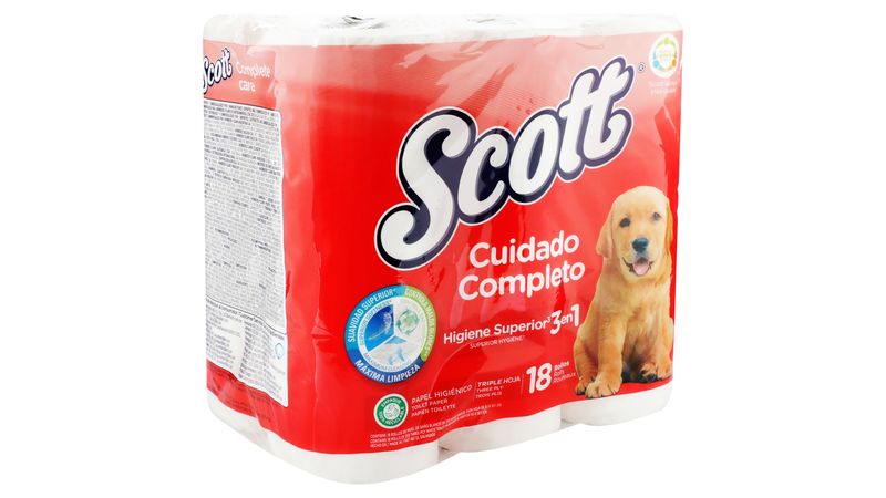 Papel higiénico Cuidado Completo Gigante 3 capas paquete 18 rollos · SCOTTEX  · Supermercado El Corte Inglés El Corte Inglés