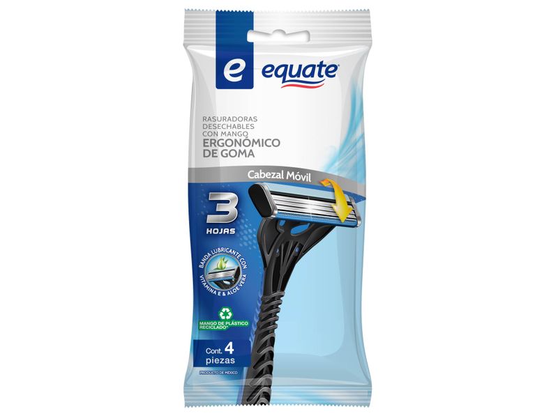 Rasuradoras-Desechables-Equate-3-Hojas-Mango-Ergon-mico-De-Goma-4Pzas-2-80867