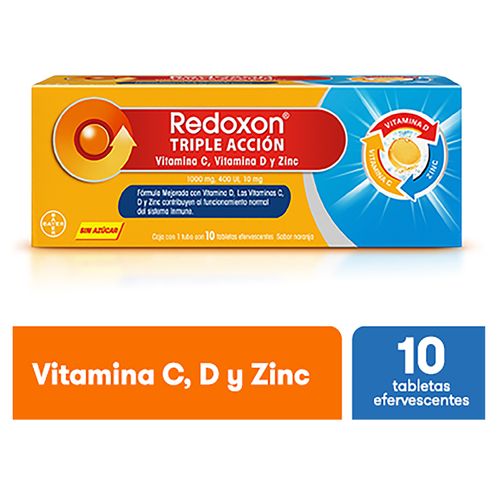 Vitamina  C - D y Zinc Redoxon triple acción -10 uds