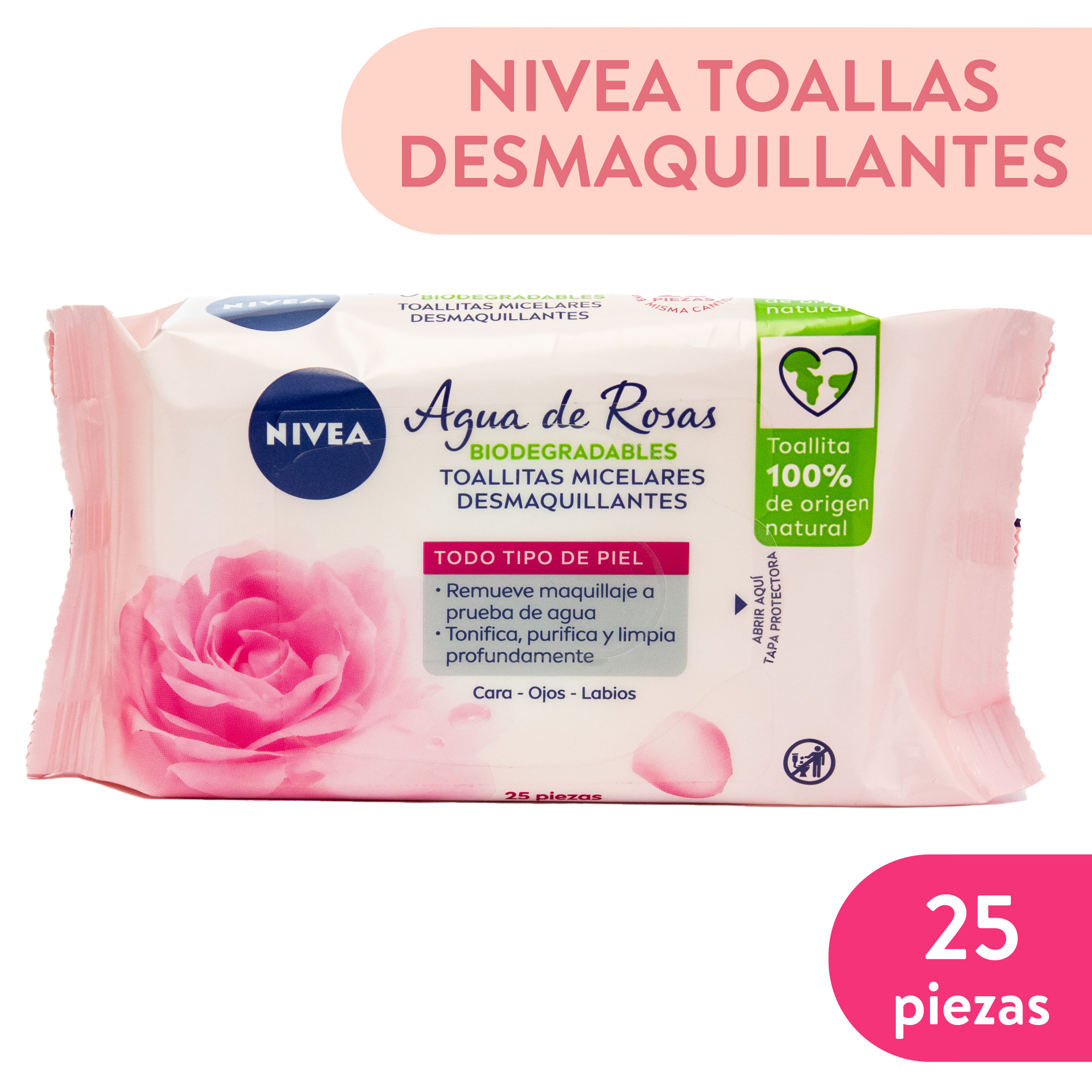 Comprar Toallas Desmaquillante Micelares Nivea Agua De Rosas, Cara, Ojos Y  Labios - 25Uds, Walmart Costa Rica - Maxi Palí