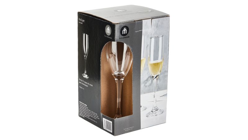 Comprar Set De 4 Copas Home Trends Cristal Para Champagne