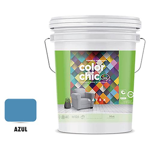 Pintura Látex Color Chic Color Azul. Fórmula Mejorada -1 Galón