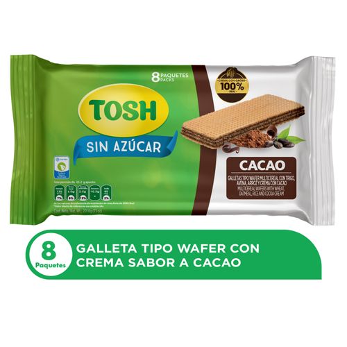 Galletas Tosh Pozuelo Cacao Wafer 8 Pack - 201.6g