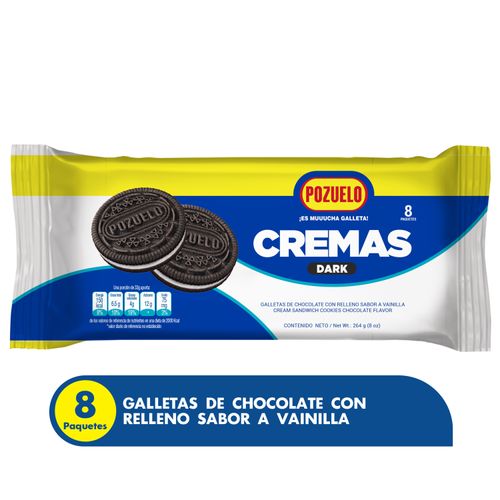 Galleta Pozuelo Cremas Dark 8 Pack - 264g