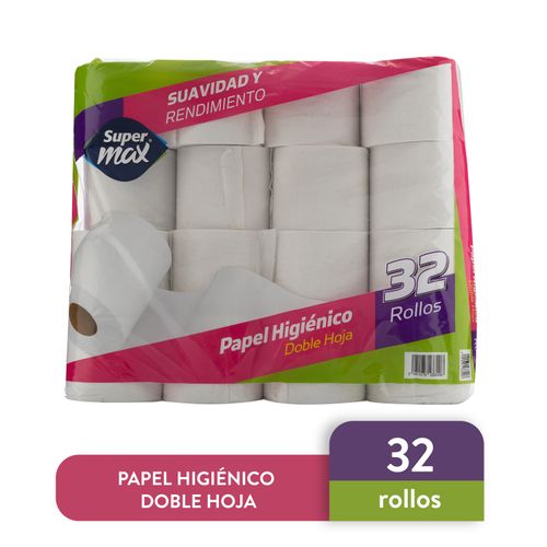 Papel Higiénico Supermax 330 Hojas Dobles 32 Rollos