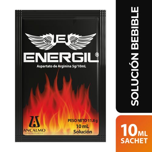 Solución Bebible Energil Sachet Arginina, Asparto De Arginina 5g - 10ml