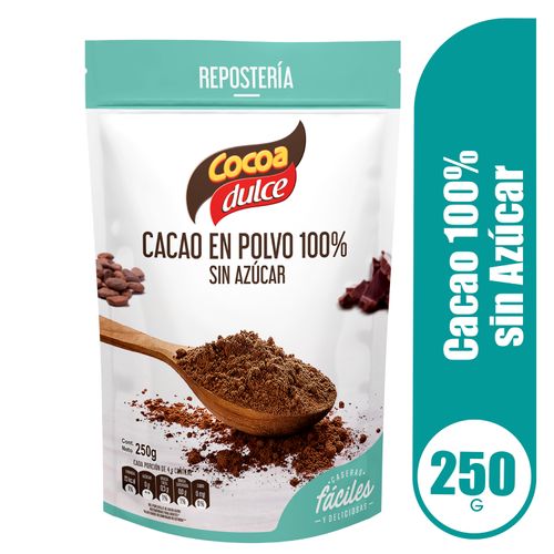 Repostería Cocoa Dulce, Cacao puro 100%, sin azúcar -250 g