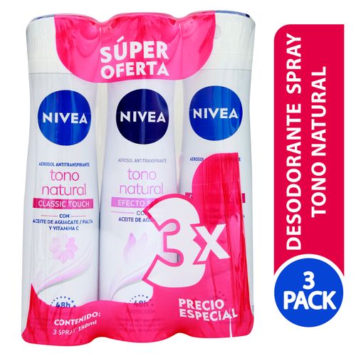Desodorante Nivea Spray Tono Natural, Con Aceite De Aguacate, Palta Y Vitamina C 3 Pack - 150ml