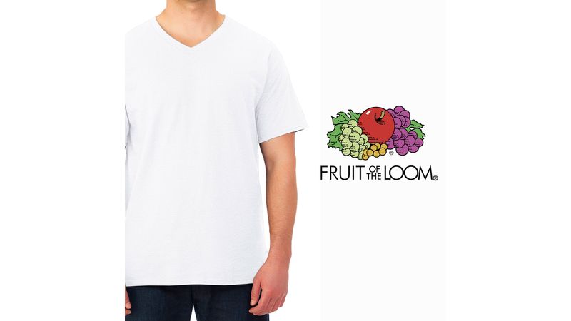 Fruit of the Loom Camiseta blanca con cuello en V para hombre, 5 unidades,  tallas grandes 2X, 3X