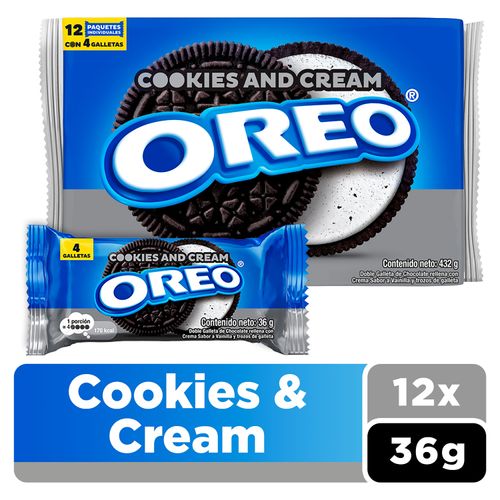 Galletas Oreo Sabor Cookies&Cream 36g Uds 12 Pack - 432g