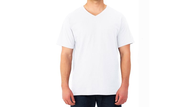 Fruit of The Loom Camisetas blancas con cuello en V para hombre, paquete de  6, 5P2525V (L (42-44)), Blanco