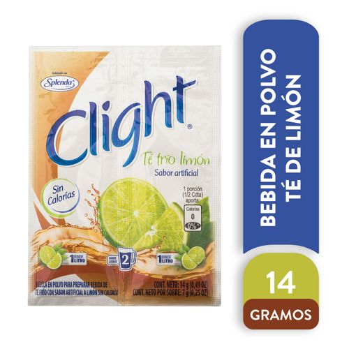 Bebida En Polvo Clight Sin Calorías Sabor Te Frío Limón Sobre - 14g