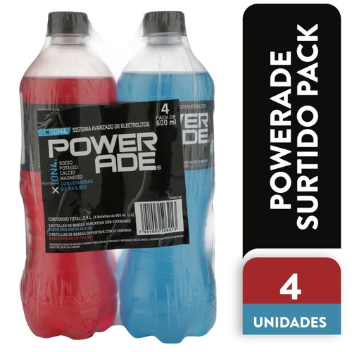 Bebida Powerade, Surtido 4 pack -600ml