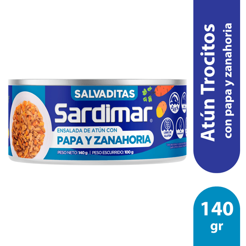 Atún Trocitos Sardimar, con papa y zanahoria -140g