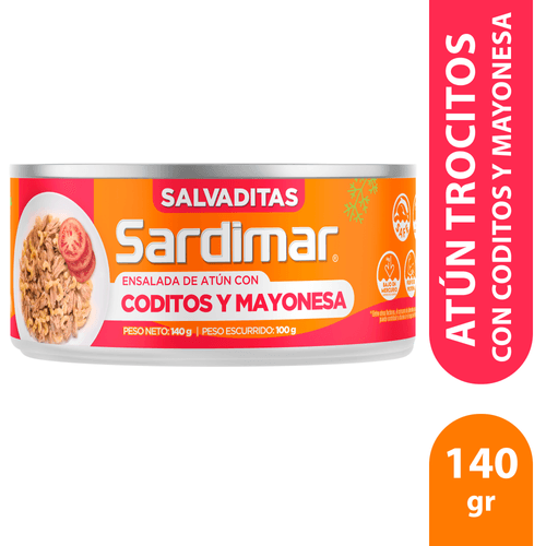 Atún Trocitos Sardimar, con coditos y mayonesa -140g