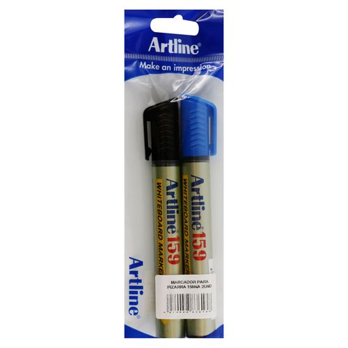 Marcadores Artline para pizarra pack azul y negro - 2 uds