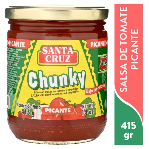 Salsa Santa Cruz chunky picante hot y libre de gluten - 415 g