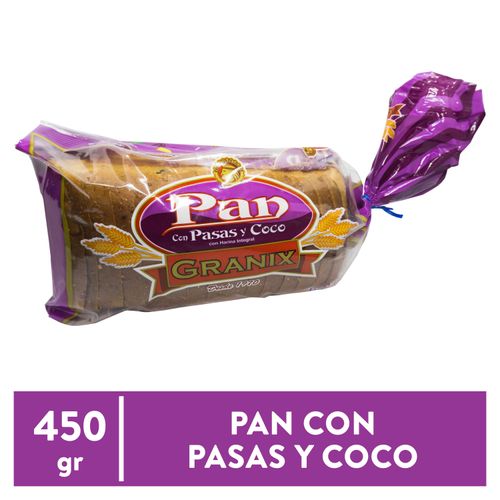 Pan Granix Con Pasas Y Coco -450gr