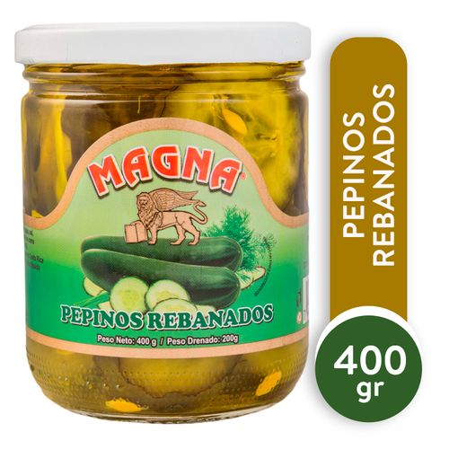 Pepinos Magna rebanados y encurtidos frasco de vidrio - 400 g