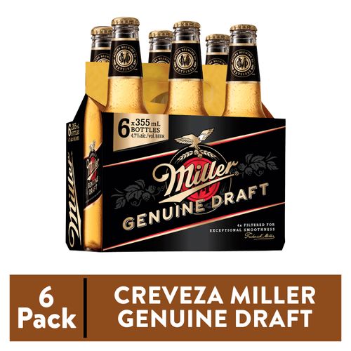 6 Pack Cerveza Miller Mgd Botell - 355ml