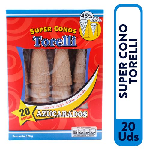 Suer cono Torelli azucarado caja 20 Uds - 120 g