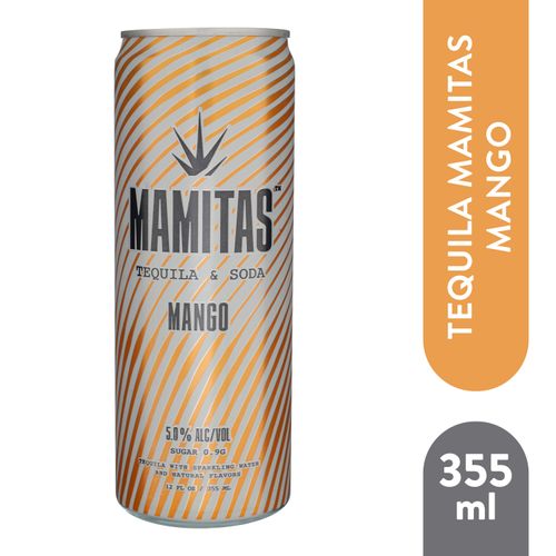 Tequila y soda Mamitas hard seltzer sabor mango lata - 355 ml