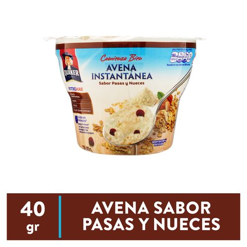 Quaker Avena Inst Cup Pasas Nueces 40 G