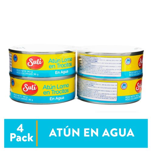 Atún Suli en trocitos y en agua, 4 pack - 560 g