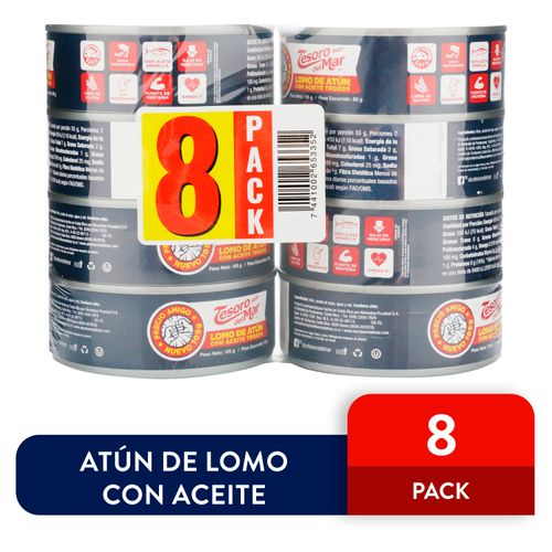 Atún Tesoro Del Mar Trozos En Aceite 8 Pack -840 gr