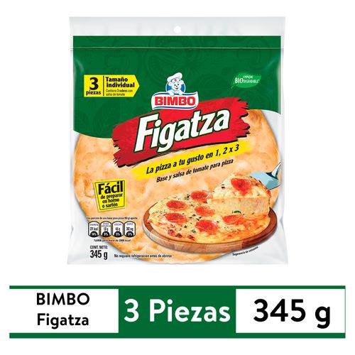 Pan Bimbo Figatza Base Para Pizza 3 Unidades - 345gr