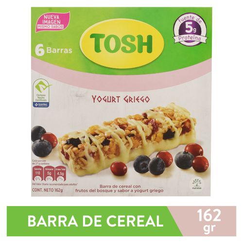 Barra De Cereal Tosh Yogurt Griego -162gr