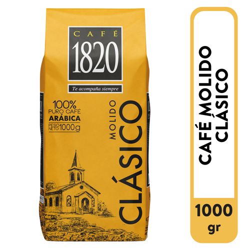 Café 100% Puro, Arabica 1820 Molido Clásico, Tueste Oscuro -1000gr