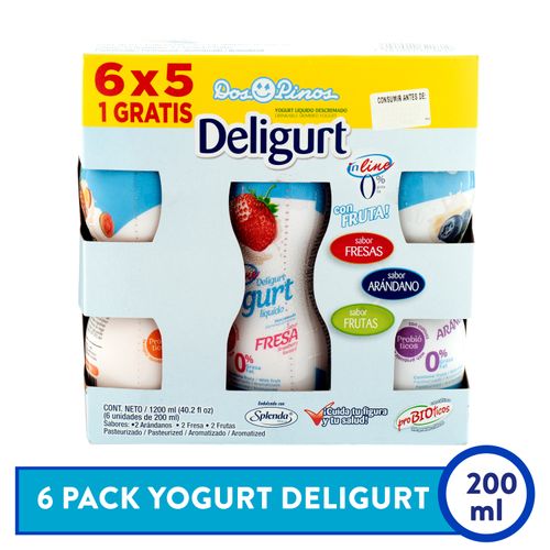 Yogurt Dos Pinos deligurt in line 6 Pack - 1200 ml