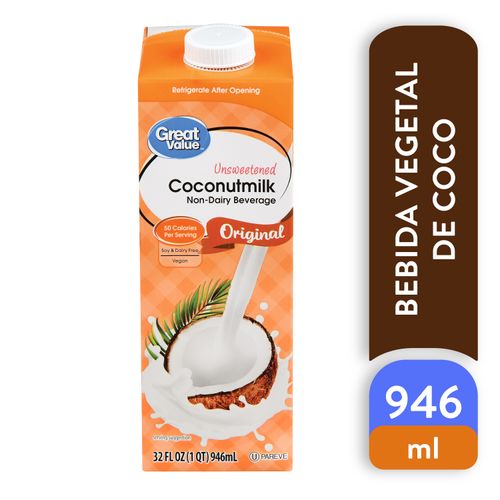 Bebida Great Value, Vegetal De Coco Tetra -946ml