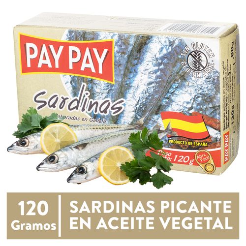 Sardina Pay Pay picante en aceite vegetal sin gluten - 120 g