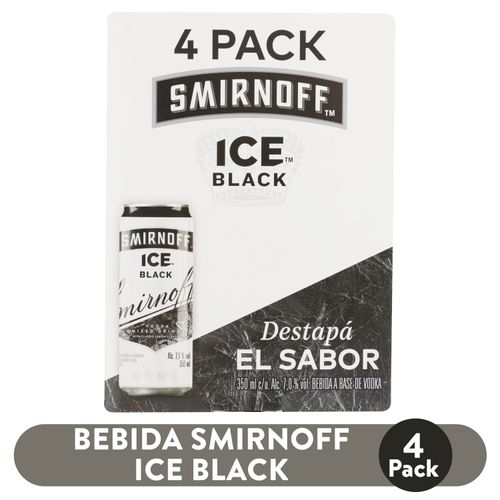 4 Pack Bebida Alcohólica  Saborizada Smirnoff Ice Black lata 350ml