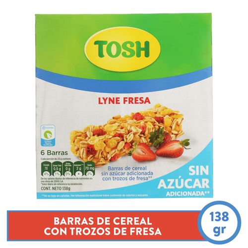 Barra De Cereal Tosh Lyne Fresa 6 Unidades -138gr