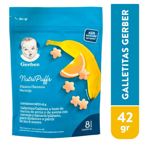 Galletitas GERBER NutriPuffs Banano Naranja Bolsa 42g