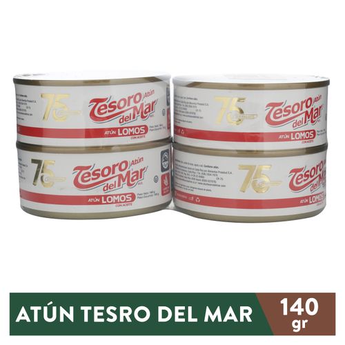 Atún Tesoro Del Mar lomos en aceite 4 pack - 560 g