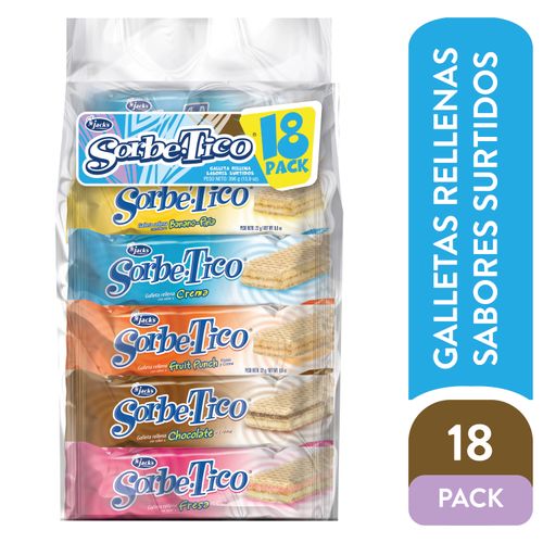 Galleta Jack's sorbetico sabores surtidos 18 pack - 396 g