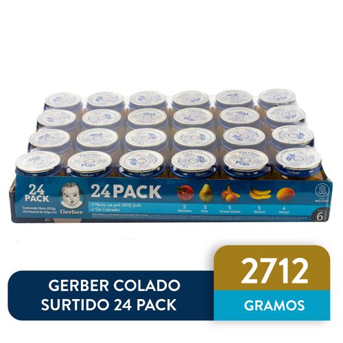 Colado Gerber para bebé frasco sabores surtidos 24 pack - 2712 g