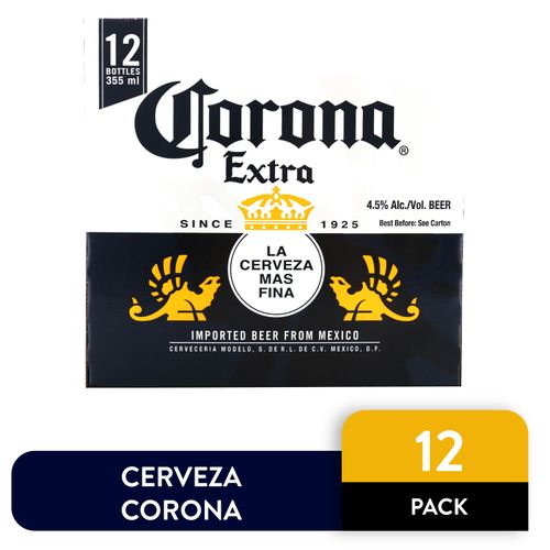 Cerveza Corona Botella 12 Pack -355ml