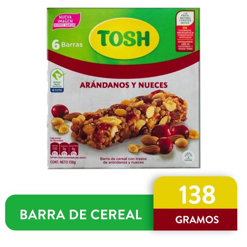 Barra De Cereal Tosh Arándanos Y Nueces -138gr