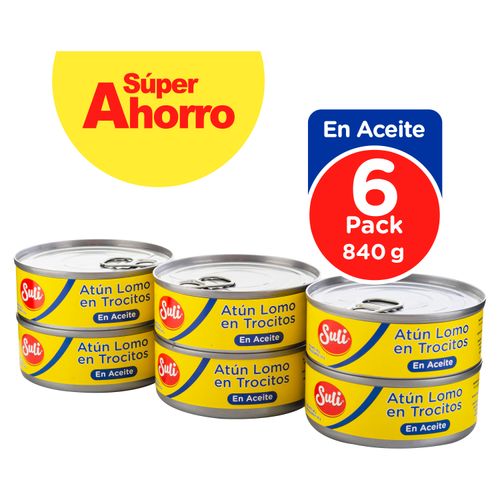 6 Pack Atún Trocitos En Aceite -840gr
