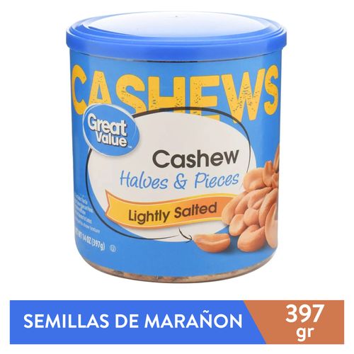 Marañon Great Value En Mitades Con Poca Sal - 397 g