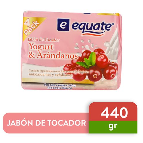 Jabón de tocador Equate yogurt y arándanos 4 pack - 440 g