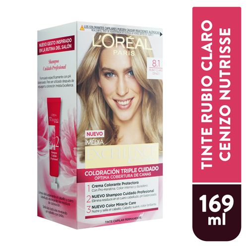 Tinte L'Oréal excellence creme tono 8.11 rubio claro cenizo profundo - 169 g