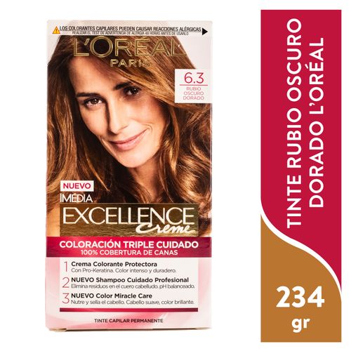 Tinte para el cabello Permanente L'Oréal Paris Excellence Tono 6.3 rubio oscuro dorado