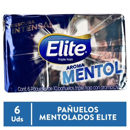 6 Pack Pañuelo Facial Elite Pocket Mentol 10 unidades