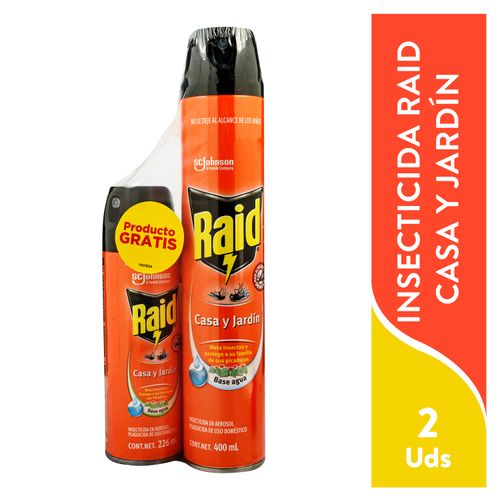 Insecticida Raid, Casa y Jardín Pack -626 ml